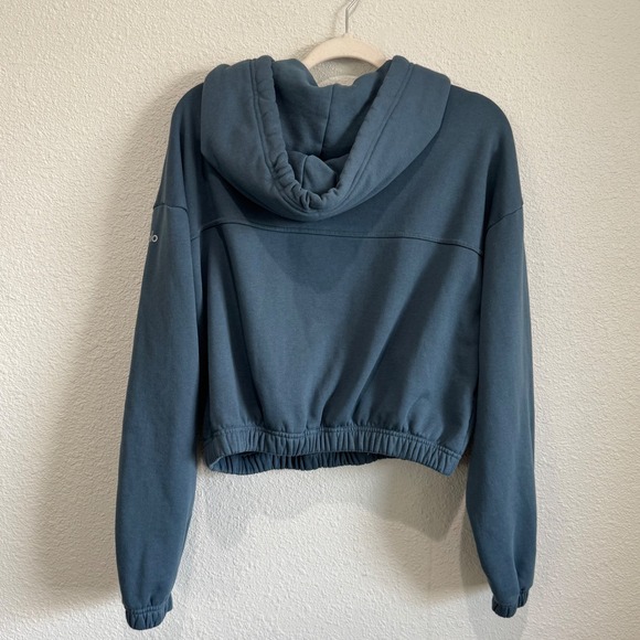 Alo Yoga Stadium Half Zip Hoodie Medium Deep Jade Boho Lounge Cropped - Picture 8 of 8